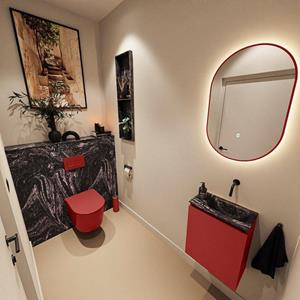 Mondiaz TURE-DLUX 40cm toiletmeubel Fire. EDEN wastafel Lava positie rechts. Zonder kraangat. TUREDX40FIRR0LAV
