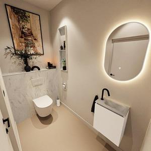 Mondiaz TURE-DLUX 40cm toiletmeubel Talc. EDEN wastafel Opalo positie rechts. Met 1 kraangat. TUREDX40TALR1OPA