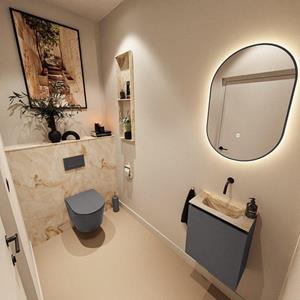 Mondiaz TURE-DLUX 40cm toiletmeubel Dark Grey. EDEN wastafel Frappe positie midden. Zonder kraangat. TUREDX40DRGM0FRA