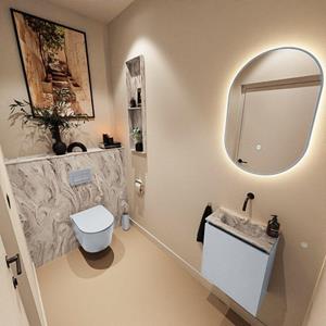 Mondiaz TURE-DLUX 40cm toiletmeubel Clay. EDEN wastafel Glace positie midden. Zonder kraangat. TUREDX40CLAM0GLA