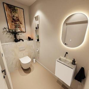 Mondiaz TURE-DLUX 40cm toiletmeubel Talc. EDEN wastafel Ostra positie links. Zonder kraangat. TUREDX40TALL0OST