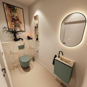 Mondiaz TURE-DLUX 40cm toiletmeubel Army. EDEN wastafel Frappe positie rechts. Met 1 kraangat. TUREDX40ARMR1FRA
