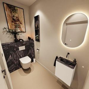 Mondiaz TURE-DLUX 40cm toiletmeubel Talc. EDEN wastafel Lava positie midden. Zonder kraangat. TUREDX40TALM0LAV