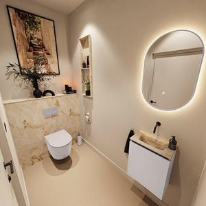 Mondiaz TURE-DLUX 40cm toiletmeubel Cale. EDEN wastafel Frappe positie midden. Zonder kraangat. TUREDX40CALM0FRA