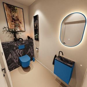 Mondiaz TURE-DLUX 40cm toiletmeubel Jeans. EDEN wastafel Lava positie rechts. Met 1 kraangat. TUREDX40JEAR1LAV