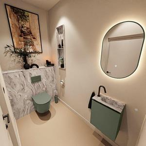 Mondiaz TURE-DLUX 40cm toiletmeubel Army. EDEN wastafel Glace positie rechts. Met 1 kraangat. TUREDX40ARMR1GLA