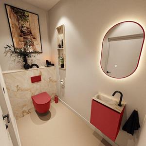 Mondiaz TURE-DLUX 40cm toiletmeubel Fire. EDEN wastafel Frappe positie links. Met 1 kraangat. TUREDX40FIRL1FRA