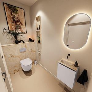 Mondiaz TURE-DLUX 40cm toiletmeubel Cale. EDEN wastafel Frappe positie links. Zonder kraangat. TUREDX40CALL0FRA