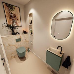 Mondiaz TURE-DLUX 40cm toiletmeubel Army. EDEN wastafel Frappe positie links. Met 1 kraangat. TUREDX40ARML1FRA