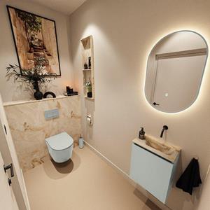 Mondiaz TURE-DLUX 40cm toiletmeubel Greey. EDEN wastafel Frappe positie rechts. Zonder kraangat. TUREDX40GRER0FRA