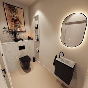 Mondiaz TURE-DLUX 40cm toiletmeubel Urban. EDEN wastafel Opalo positie rechts. Met 1 kraangat. TUREDX40URBR1OPA