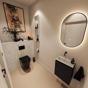 Mondiaz TURE-DLUX 40cm toiletmeubel Urban. EDEN wastafel Opalo positie links. Zonder kraangat. TUREDX40URBL0OPA