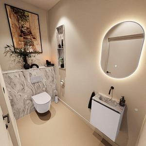 Mondiaz TURE-DLUX 40cm toiletmeubel Cale. EDEN wastafel Glace positie midden. Zonder kraangat. TUREDX40CALM0GLA