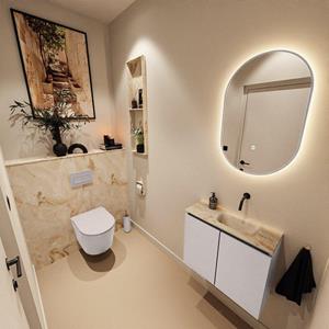 Mondiaz TURE-DLUX 60cm toiletmeubel Cale. EDEN wastafel Frappe positie rechts. Zonder kraangat. TUREDX60CALR0FRA