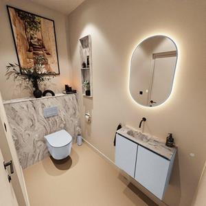 Mondiaz TURE-DLUX 60cm toiletmeubel Clay. EDEN wastafel Glace positie links. Zonder kraangat. TUREDX60CLAL0GLA