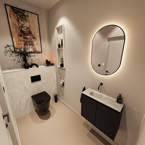 Mondiaz TURE-DLUX 60cm toiletmeubel Urban. EDEN wastafel Ostra positie links. Zonder kraangat. TUREDX60URBL0OST