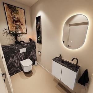 Mondiaz TURE-DLUX 60cm toiletmeubel Linen. EDEN wastafel Lava positie rechts. Met 1 kraangat. TUREDX60LINR1LAV