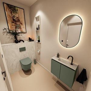 Mondiaz TURE-DLUX 60cm toiletmeubel Army. EDEN wastafel Ostra positie midden. Met 1 kraangat. TUREDX60ARMM1OST