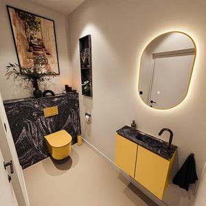 Mondiaz TURE-DLUX 60cm toiletmeubel Ocher. EDEN wastafel Lava positie rechts. Met 1 kraangat. TUREDX60OCHR1LAV