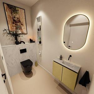Mondiaz TURE-DLUX 60cm toiletmeubel Oro. EDEN wastafel Opalo positie rechts. Zonder kraangat. TUREDX60OROR0OPA