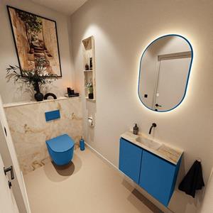 Mondiaz TURE-DLUX 60cm toiletmeubel Jeans. EDEN wastafel Frappe positie midden. Zonder kraangat. TUREDX60JEAM0FRA