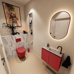 Mondiaz TURE-DLUX 60cm toiletmeubel Fire. EDEN wastafel Glace positie rechts. Met 1 kraangat. TUREDX60FIRR1GLA