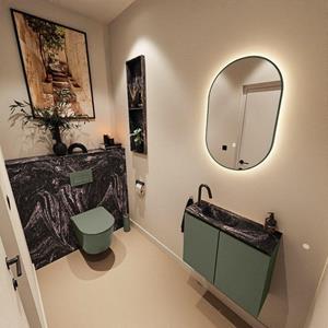 Mondiaz TURE-DLUX 60cm toiletmeubel Army. EDEN wastafel Lava positie links. Met 1 kraangat. TUREDX60ARML1LAV
