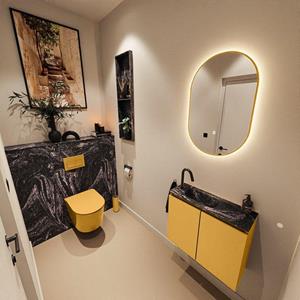 Mondiaz TURE-DLUX 60cm toiletmeubel Ocher. EDEN wastafel Lava positie links. Met 1 kraangat. TUREDX60OCHL1LAV