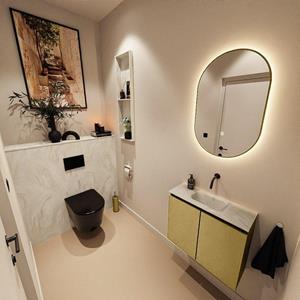 Mondiaz TURE-DLUX 60cm toiletmeubel Oro. EDEN wastafel Ostra positie midden. Zonder kraangat. TUREDX60OROM0OST