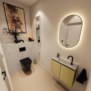 Mondiaz TURE-DLUX 60cm toiletmeubel Oro. EDEN wastafel Opalo positie midden. Met 1 kraangat. TUREDX60OROM1OPA