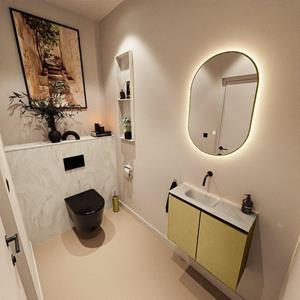 Mondiaz TURE-DLUX 60cm toiletmeubel Oro. EDEN wastafel Ostra positie links. Zonder kraangat. TUREDX60OROL0OST