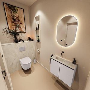 Mondiaz TURE-DLUX 60cm toiletmeubel Cale. EDEN wastafel Ostra positie links. Zonder kraangat. TUREDX60CALL0OST