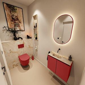 Mondiaz TURE-DLUX 60cm toiletmeubel Fire. EDEN wastafel Frappe positie links. Zonder kraangat. TUREDX60FIRL0FRA