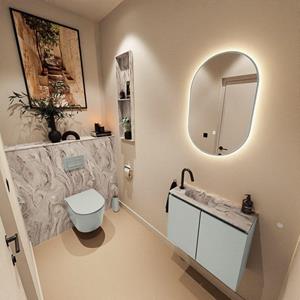 Mondiaz TURE-DLUX 60cm toiletmeubel Greey. EDEN wastafel Glace positie links. Met 1 kraangat. TUREDX60GREL1GLA