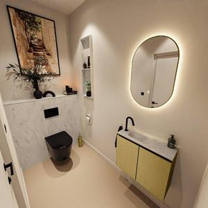 Mondiaz TURE-DLUX 60cm toiletmeubel Oro. EDEN wastafel Opalo positie links. Met 1 kraangat. TUREDX60OROL1OPA
