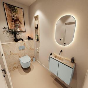 Mondiaz TURE-DLUX 60cm toiletmeubel Greey. EDEN wastafel Frappe positie links. Zonder kraangat. TUREDX60GREL0FRA