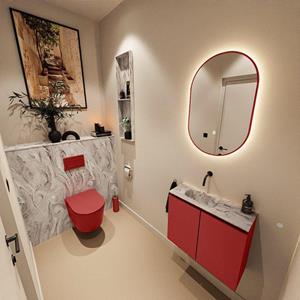 Mondiaz TURE-DLUX 60cm toiletmeubel Fire. EDEN wastafel Glace positie links. Zonder kraangat. TUREDX60FIRL0GLA
