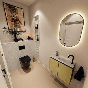 Mondiaz TURE-DLUX 60cm toiletmeubel Oro. EDEN wastafel Opalo positie rechts. Met 1 kraangat. TUREDX60OROR1OPA