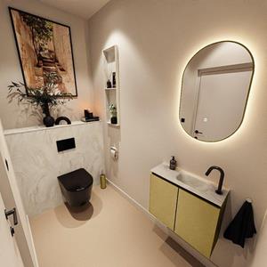 Mondiaz TURE-DLUX 60cm toiletmeubel Oro. EDEN wastafel Ostra positie rechts. Met 1 kraangat. TUREDX60OROR1OST