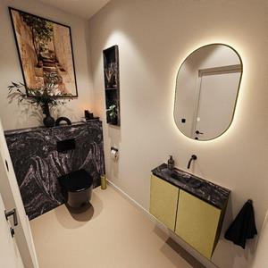 Mondiaz TURE-DLUX 60cm toiletmeubel Oro. EDEN wastafel Lava positie midden. Zonder kraangat. TUREDX60OROM0LAV