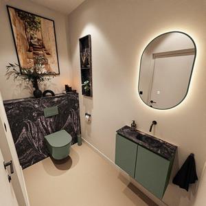 Mondiaz TURE-DLUX 60cm toiletmeubel Army. EDEN wastafel Lava positie rechts. Zonder kraangat. TUREDX60ARMR0LAV