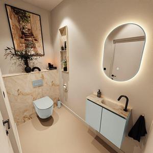 Mondiaz TURE-DLUX 60cm toiletmeubel Greey. EDEN wastafel Frappe positie rechts. Met 1 kraangat. TUREDX60GRER1FRA