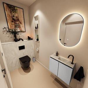 Mondiaz TURE-DLUX 60cm toiletmeubel Plata. EDEN wastafel Ostra positie rechts. Met 1 kraangat. TUREDX60PLAR1OST