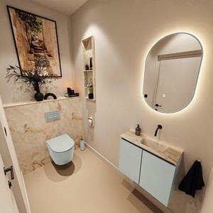 Mondiaz TURE-DLUX 60cm toiletmeubel Greey. EDEN wastafel Frappe positie rechts. Zonder kraangat. TUREDX60GRER0FRA