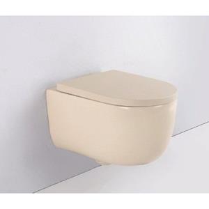 QeramiQ Dely Swirl Wandclosetset - 36.5x53.0cm - diepspoel - rimless - softclose zitting - beige SW1026259/SW1000771