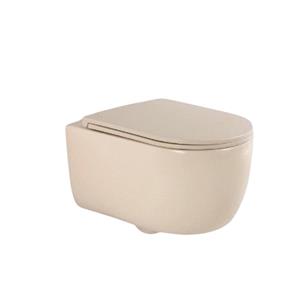 QeramiQ Dely Swirl Wandclosetset - 36.5x53.0cm - diepspoel - rimless - slim softclose zitting - beige SW1026258/SW1000770