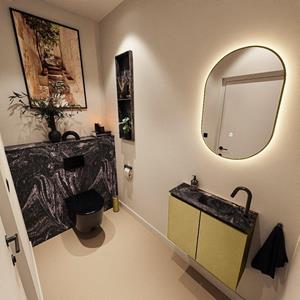 Mondiaz TURE-DLUX 60cm toiletmeubel Oro. EDEN wastafel Lava positie rechts. Met 1 kraangat. TUREDX60OROR1LAV