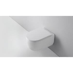 QeramiQ Dely Swirl Wandclosetset - 36.5x53.0cm - diepspoel - rimless - slim softclose zitting - mat wit SW1026257/SW1000766