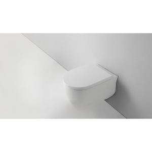 QeramiQ Dely Swirl Wandclosetset - 36.5x53.0cm - diepspoel - rimless - softclose zitting - 35mm - mat wit SW1000767/SW1026257