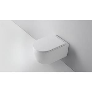 QeramiQ Dely Swirl Wandclosetset - 36.5x53.0cm - diepspoel - rimless - slim zitting - glans wit SW1026256/SW1000766